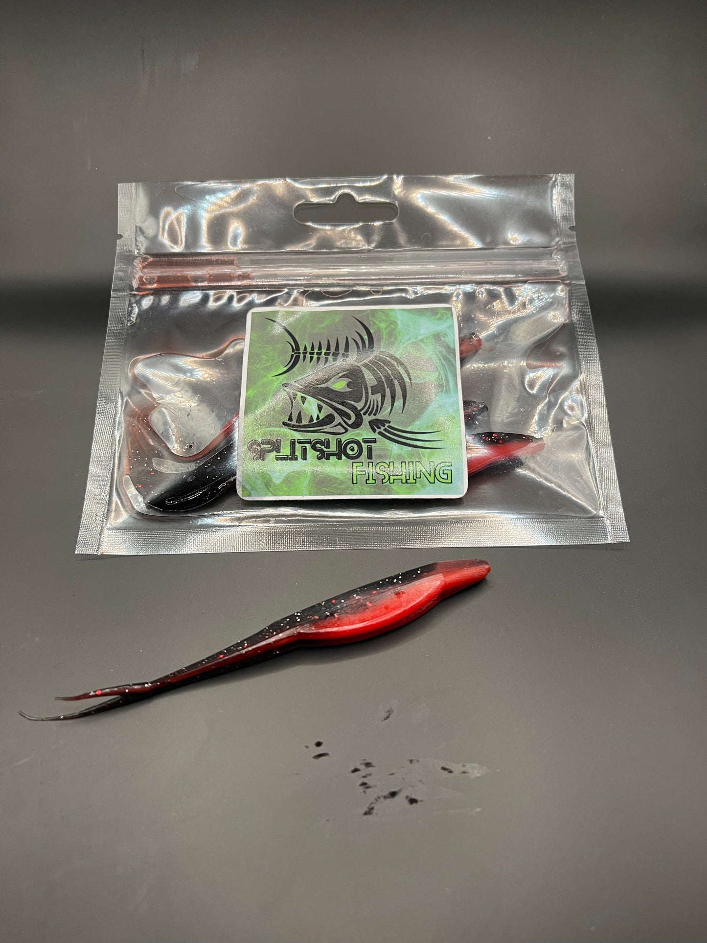 4in black and red jerk bait medium bag